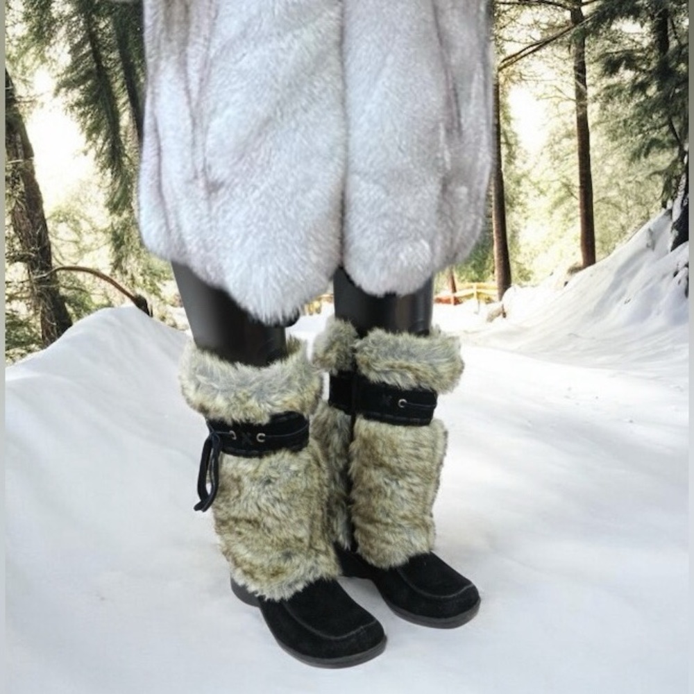 Suede Faux fur NATURALIZER womens wedge mid calf boots - Picture 6 of 15